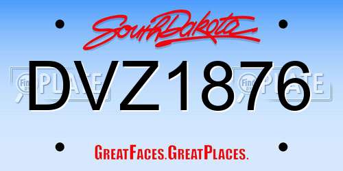 DVZ1876 South Dakota License Plate