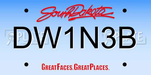 DW1N3B South Dakota License Plate