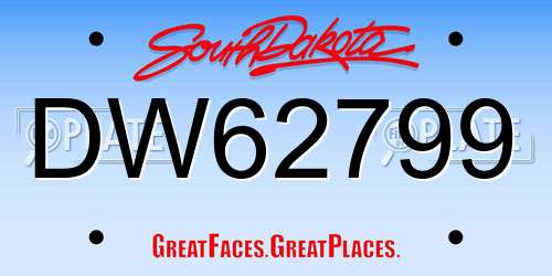DW62799 South Dakota License Plate