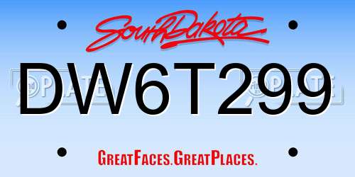 DW6T299 South Dakota License Plate