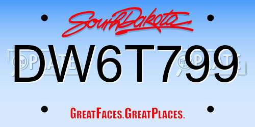 DW6T799 South Dakota License Plate
