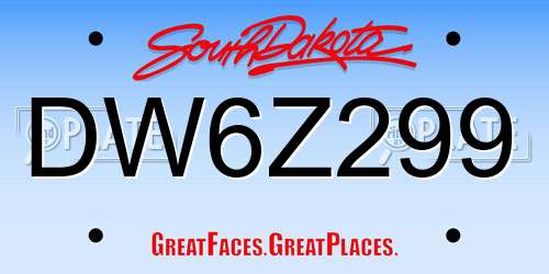 DW6Z299 South Dakota License Plate
