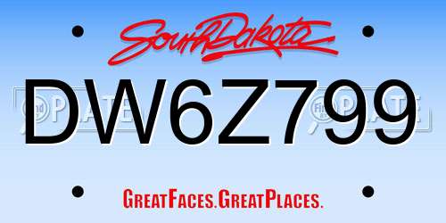 DW6Z799 South Dakota License Plate