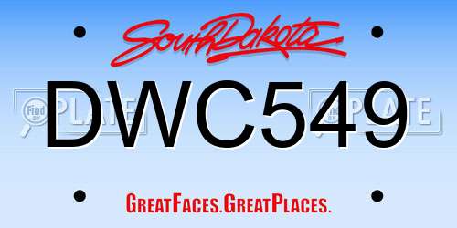 DWC549 South Dakota License Plate