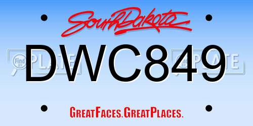 DWC849 South Dakota License Plate