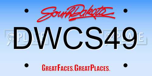 DWCS49 South Dakota License Plate