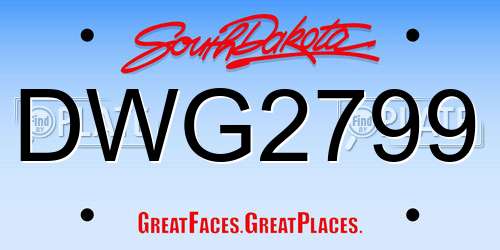 DWG2799 South Dakota License Plate