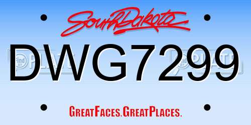DWG7299 South Dakota License Plate