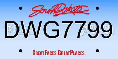DWG7799 South Dakota License Plate