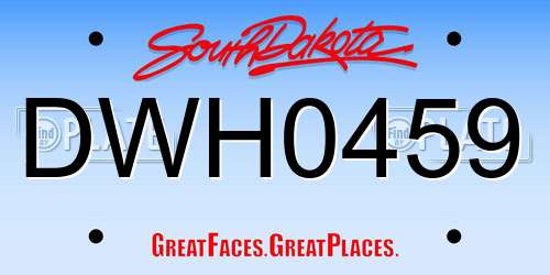 DWH0459 South Dakota License Plate