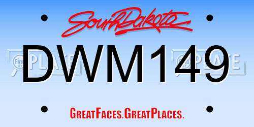 DWM149 South Dakota License Plate
