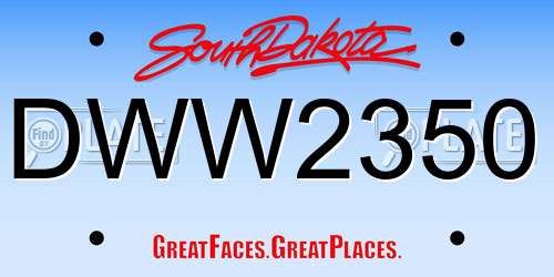 DWW2350 South Dakota License Plate
