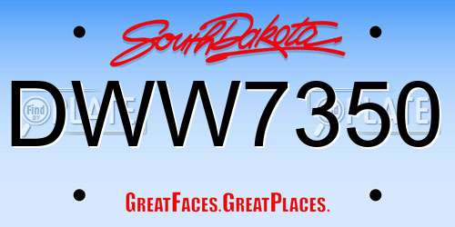 DWW7350 South Dakota License Plate