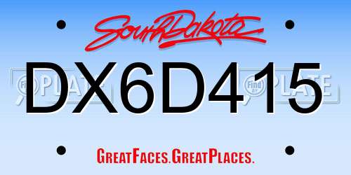 DX6D415 South Dakota License Plate