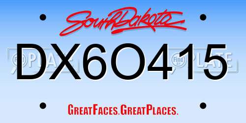 DX6O415 South Dakota License Plate
