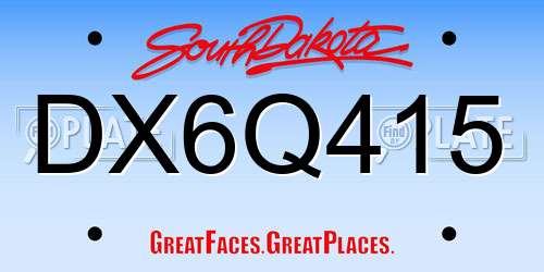 DX6Q415 South Dakota License Plate