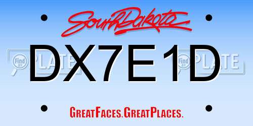 DX7E1D South Dakota License Plate