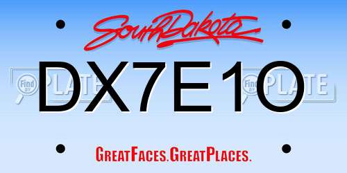 DX7E1O South Dakota License Plate