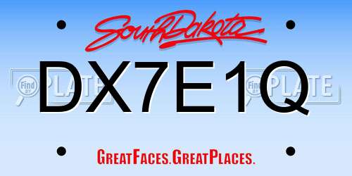DX7E1Q South Dakota License Plate