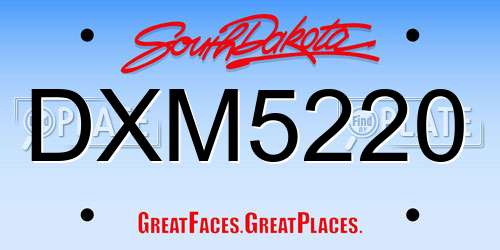DXM5220 South Dakota License Plate