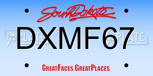 DXMF67 South Dakota License Plate