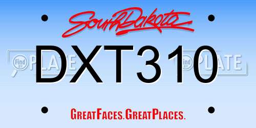 DXT310 South Dakota License Plate