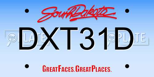 DXT31D South Dakota License Plate