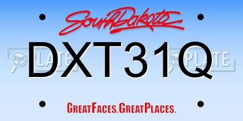 DXT31Q South Dakota License Plate