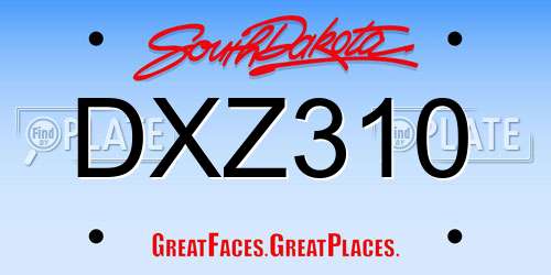 DXZ310 South Dakota License Plate