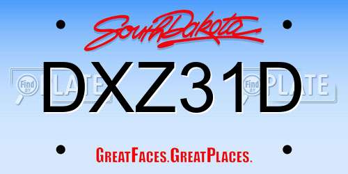DXZ31D South Dakota License Plate