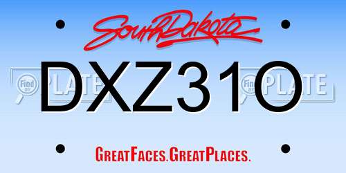 DXZ31O South Dakota License Plate