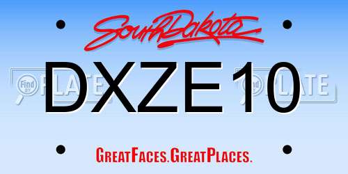 DXZE10 South Dakota License Plate
