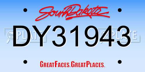 DY31943 South Dakota License Plate