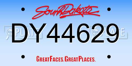 DY44629 South Dakota License Plate