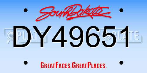 DY49651 South Dakota License Plate