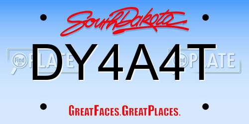 DY4A4T South Dakota License Plate