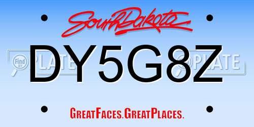 DY5G8Z South Dakota License Plate