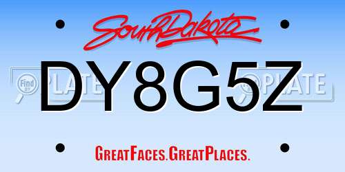 DY8G5Z South Dakota License Plate