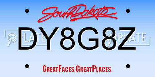 DY8G8Z South Dakota License Plate