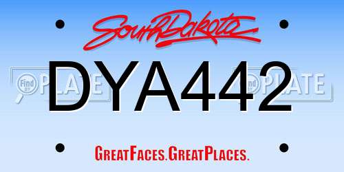 DYA442 South Dakota License Plate
