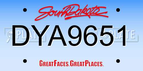 DYA9651 South Dakota License Plate