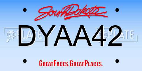 DYAA42 South Dakota License Plate