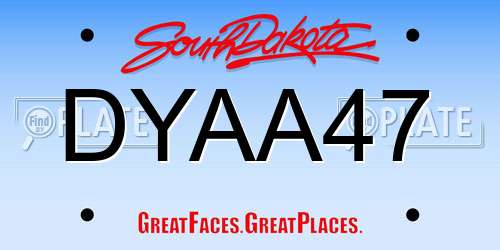 DYAA47 South Dakota License Plate