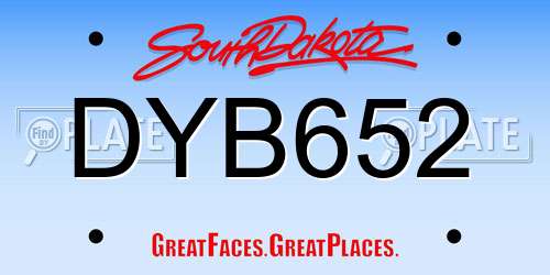 DYB652 South Dakota License Plate