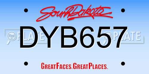 DYB657 South Dakota License Plate