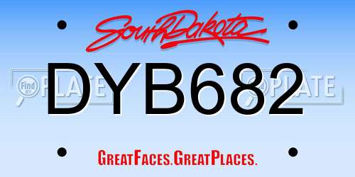 DYB682 South Dakota License Plate