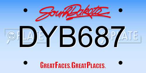DYB687 South Dakota License Plate