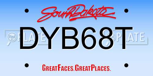 DYB68T South Dakota License Plate