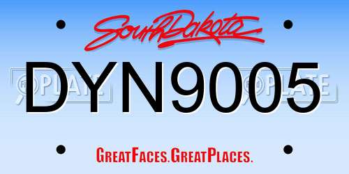 DYN9005 South Dakota License Plate