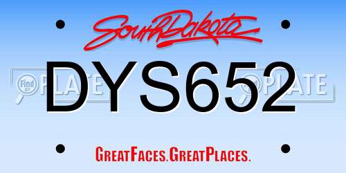 DYS652 South Dakota License Plate